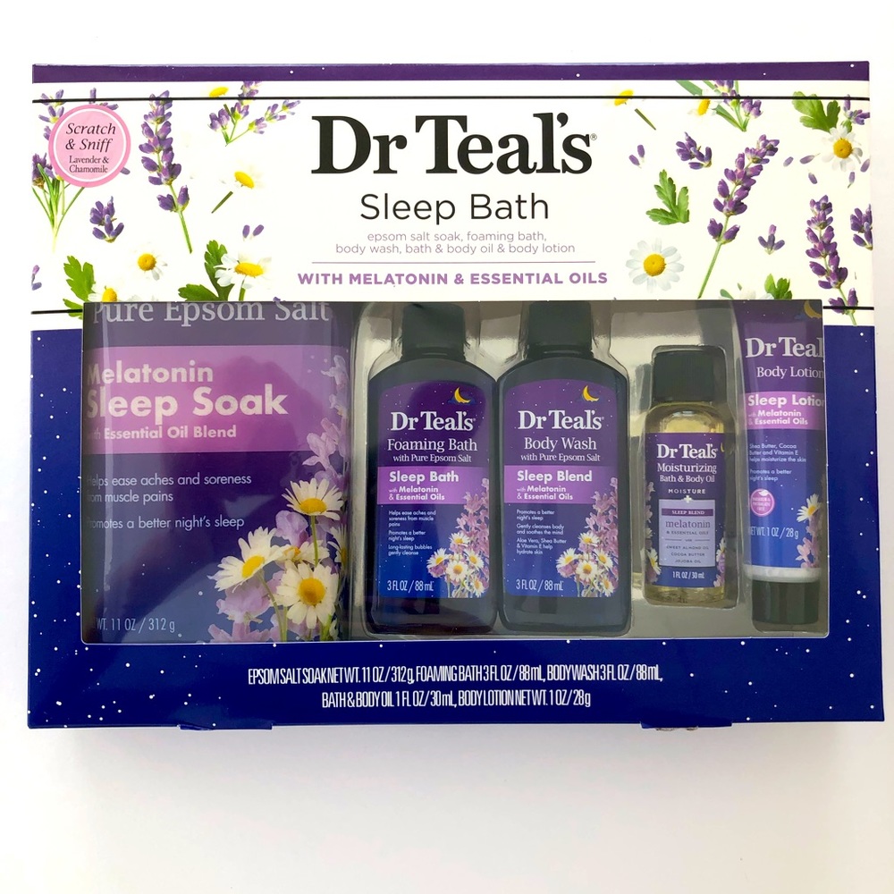 Dr Teal’s 5- Piece Bath Gift Set - Sleep Bath With Melatonin $ Essential Oils